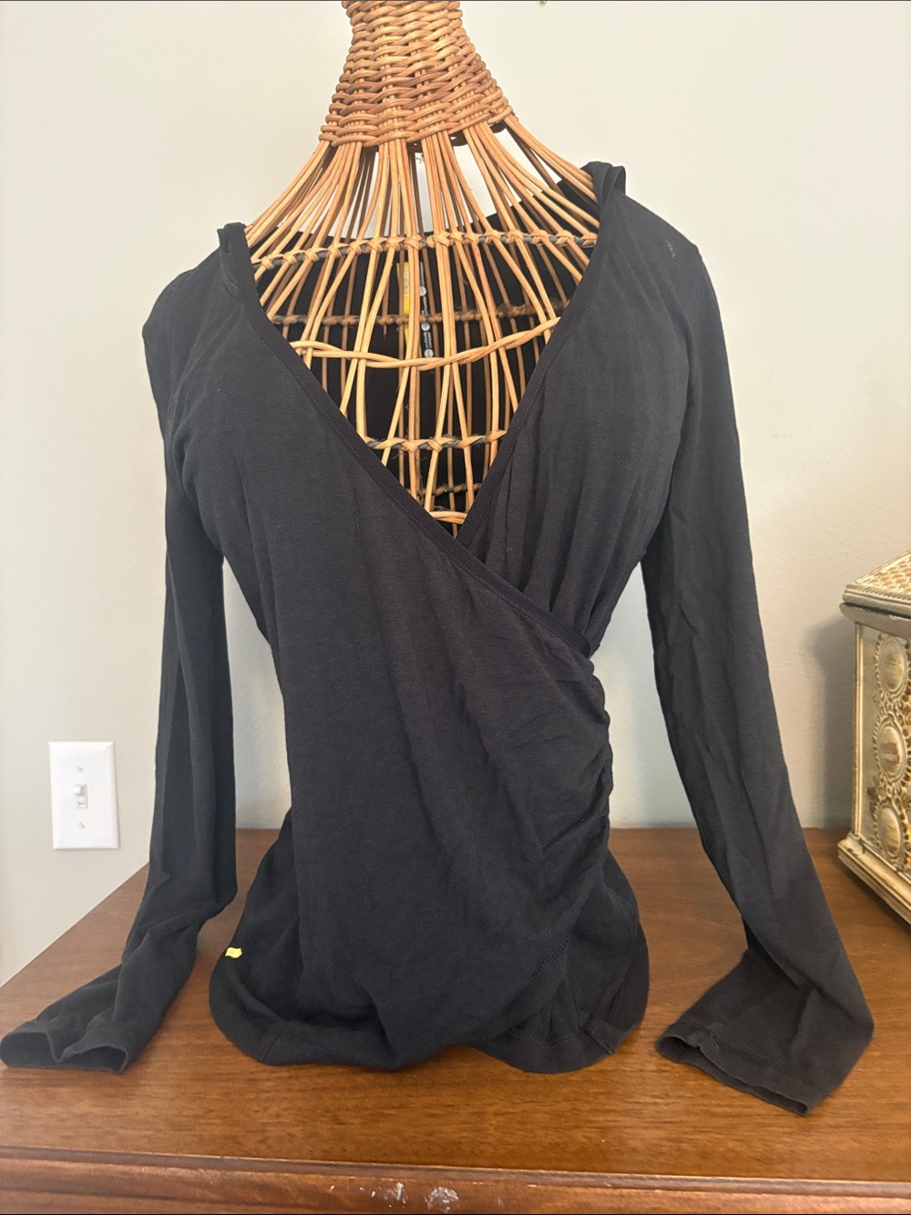 Lole Black Top with Yellow Logo Stripe